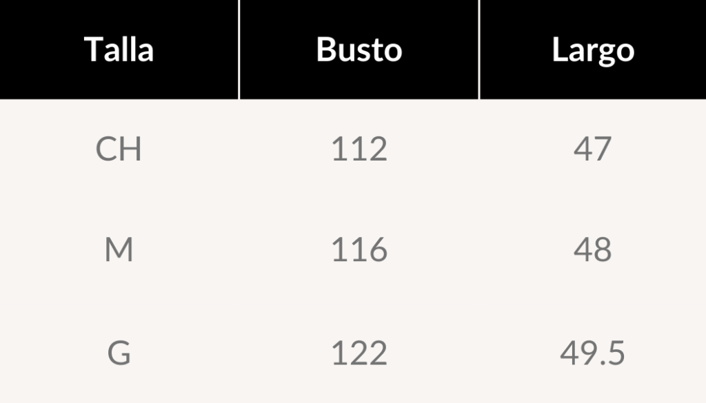 guía de tallas new york chamarra